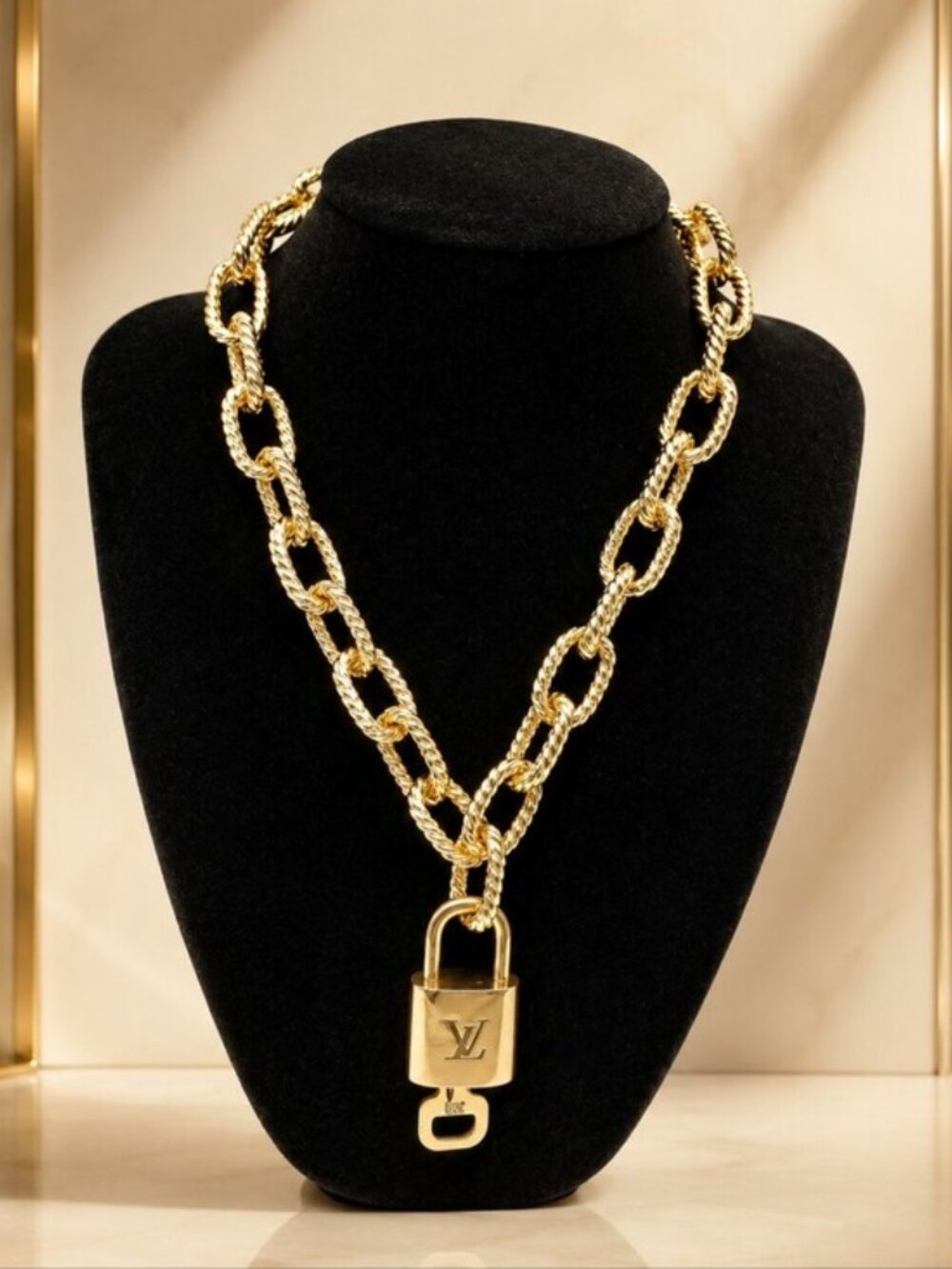 Authentic Louis Vuitton Gold Lock & Key 🔐 Unbranded Gold Plated Necklace